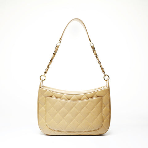 CHANEL Matrasse caviar skin Shoulder Bag beige WS29015