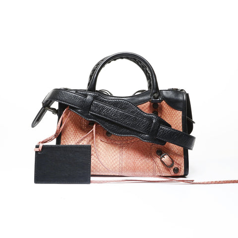 BALENCIAGA Python Classic The City Shoulder Bag pink WS29018