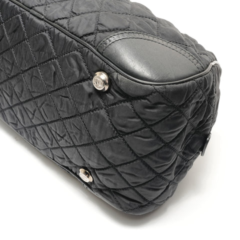 CHANEL Paris New York Line Matelassé Nylon Handtasche schwarz WS29023