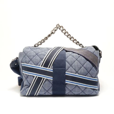 CHANEL 货号 22, 2016 牛仔斜挎包 SV金属 单肩包 海军蓝 WS29038