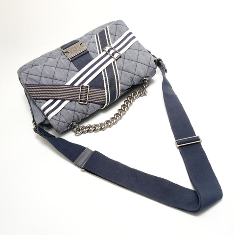 CHANEL 货号 22, 2016 牛仔斜挎包 SV金属 单肩包 海军蓝 WS29038