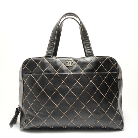 CHANEL Series 6, 1996-1997 Wild Stitch Tote Handbag black WS29040