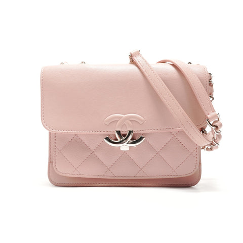 CHANEL Item No. 25 Half COCO Mark Leather Chain Shoulder Bag pink WS29041