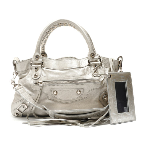 BALENCIAGA Le City 2way Handbag Silver WS29042