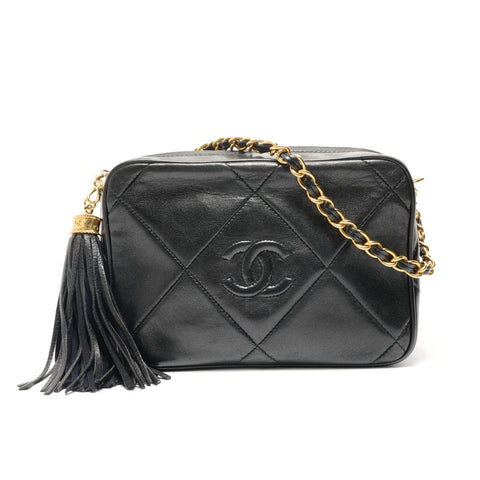 CHANEL Series 0, 1985-1986, Lambskin with Fringe Shoulder Bag black WS29047