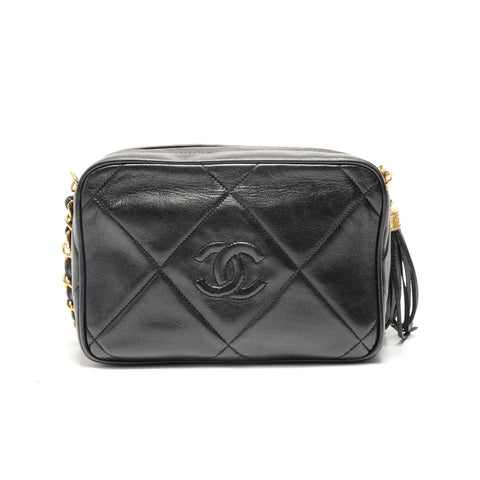 CHANEL Series 0, 1985-1986, Lambskin with Fringe Shoulder Bag black WS29047