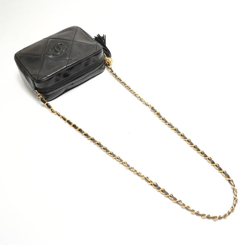 CHANEL Series 0, 1985-1986, Lambskin with Fringe Shoulder Bag black WS29047