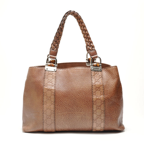 GUCCI Shima Bambus-Einkaufstasche Braun WS29049