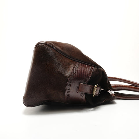 FENDI Etnico Calfskin Python Tote Bag Brown WS29052