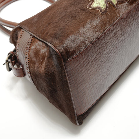 FENDI Etnico Calfskin Python Tote Bag Brown WS29052