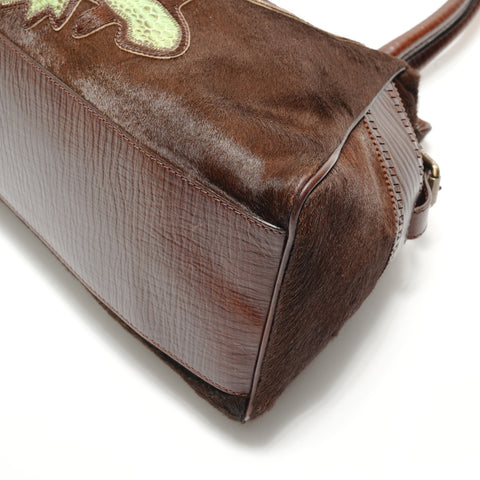 FENDI Etnico Calfskin Python Tote Bag Brown WS29052