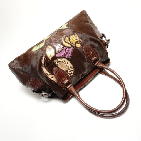 FENDI Etnico Calfskin Python Tote Bag Brown WS29052