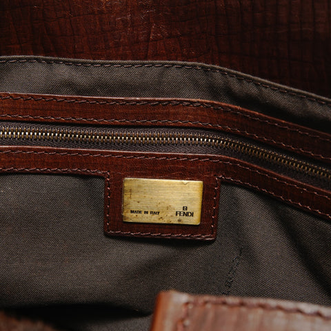 FENDI Etnico Calfskin Python Tote Bag Brown WS29052