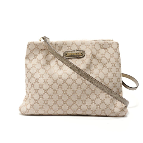 CELINE Macadam coin purse, canvas Shoulder Bag beige WS29054