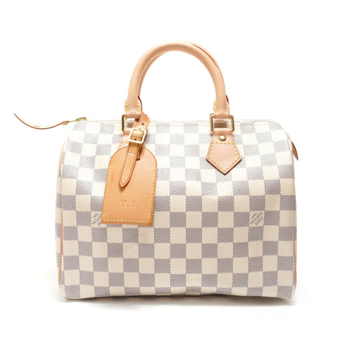 LOUIS VUITTON Speedy 25 Damier Azur N41534 Handbag white WS29055