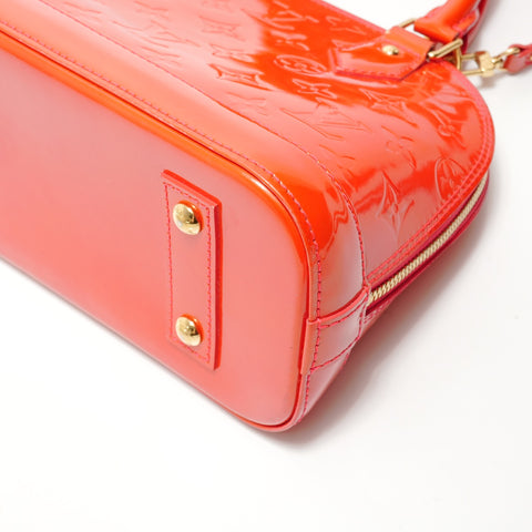 LOUIS VUITTON Monogram Vernis Alma BB Rouge Grenadine Handbag Red WS29057