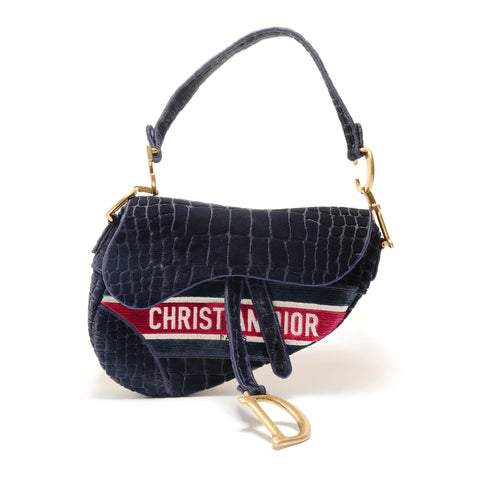 Christian Dior 马鞍包 一根腰带丝绒单肩包 海军蓝 WS29058