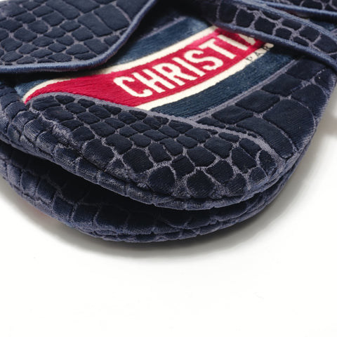 Christian Dior 马鞍包 一根腰带丝绒单肩包 海军蓝 WS29058