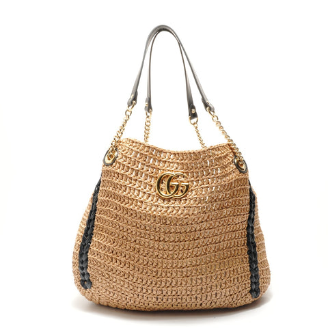 GUCCI GG Marmont 拉菲草手提包 棕色 WS29062