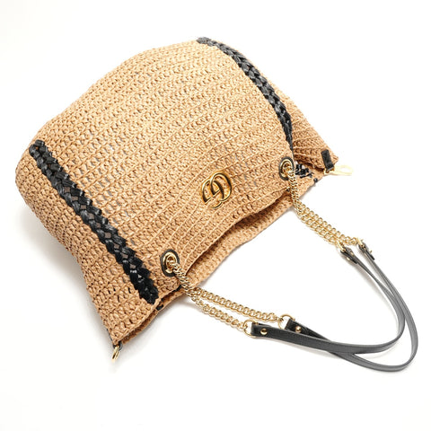 GUCCI GG Marmont 拉菲草手提包 棕色 WS29062
