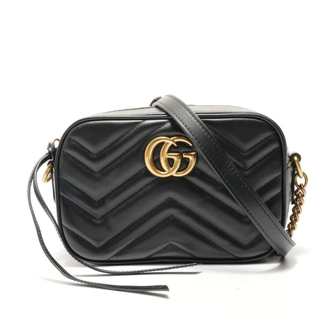 GUCCI GG Marmont Leather Shoulder Bag black WS29065