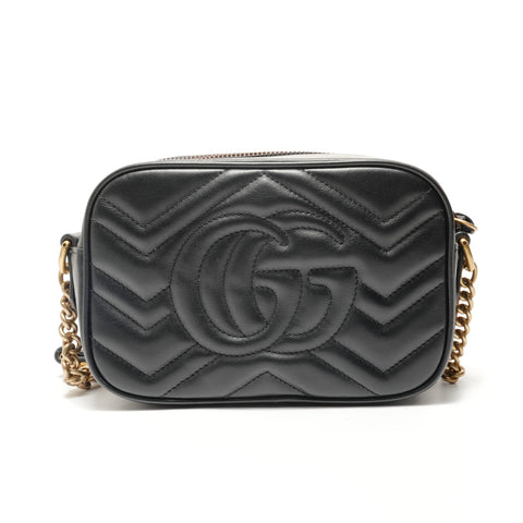 GUCCI GG Marmont Leather Shoulder Bag black WS29065