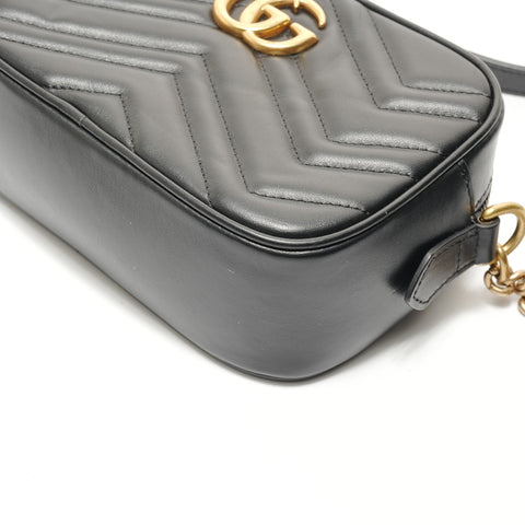 GUCCI GG Marmont Leather Shoulder Bag black WS29065