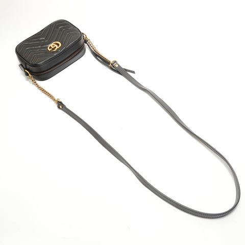 GUCCI GG Marmont Leather Shoulder Bag black WS29065