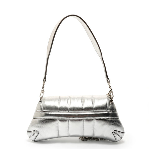 GUCCI Horsebit Chain 2WAY Leather Shoulder Bag Silver WS29066