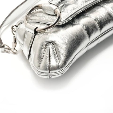 GUCCI Horsebit Chain 2WAY Leather Shoulder Bag Silver WS29066