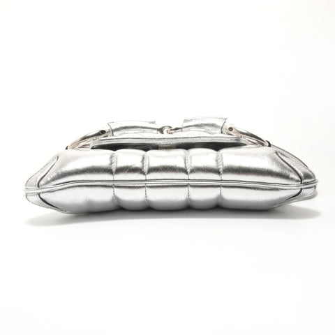 GUCCI Horsebit Chain 2WAY Leather Shoulder Bag Silver WS29066