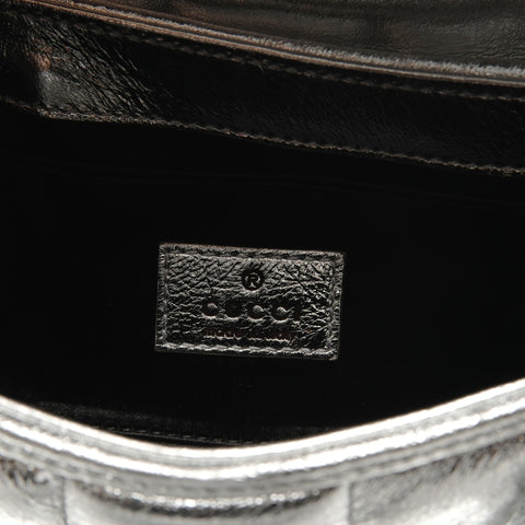 GUCCI Horsebit Chain 2WAY Leather Shoulder Bag Silver WS29066