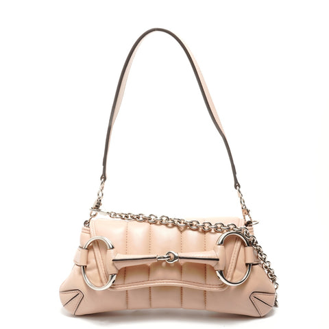GUCCI horsebit leather Shoulder Bag pink WS29067