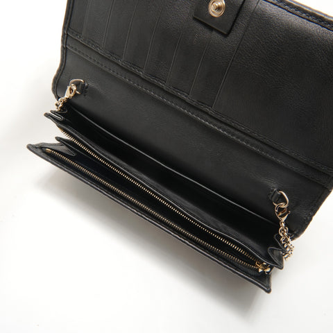 GUCCI Guccissima Horsebit Chain Wallet Shoulder Bag black WS29068
