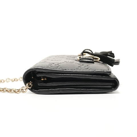GUCCI Guccissima Horsebit Chain Wallet Shoulder Bag black WS29068
