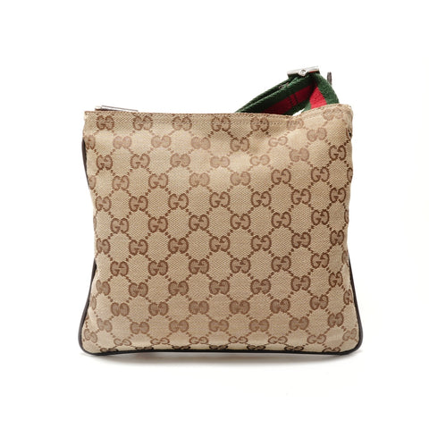 GUCCI Shelly line GG 帆布单肩包 棕色 WS29069