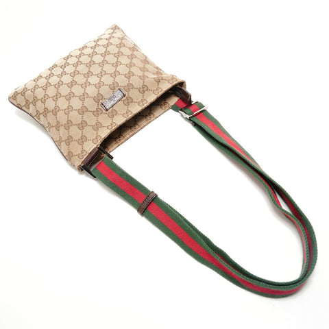 GUCCI Shelly line GG 帆布单肩包 棕色 WS29069