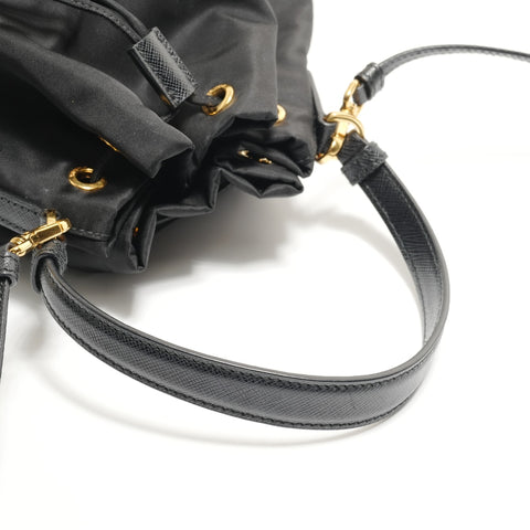 PRADA Duet Re-Nylon Bucket 1BH038 Shoulder Bag black WS29072