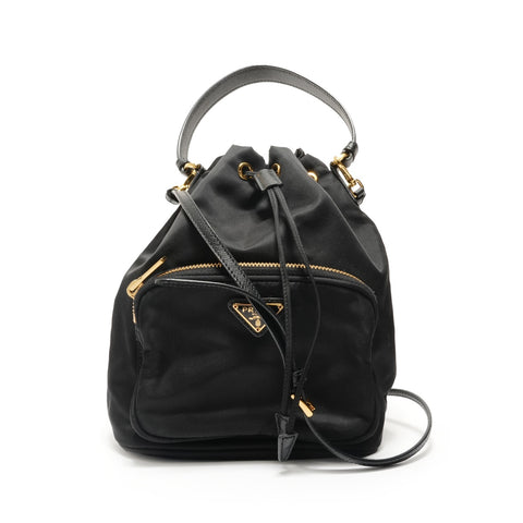 PRADA Duet Re-Nylon Bucket 1BH038 Shoulder Bag black WS29072