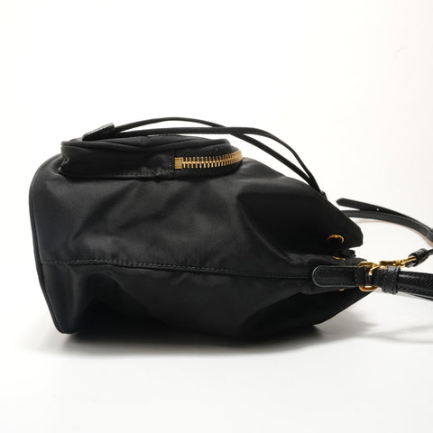 PRADA Duet Re-Nylon Bucket 1BH038 Shoulder Bag black WS29072