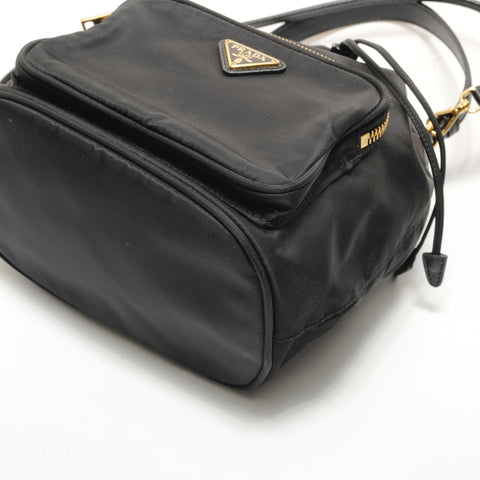 PRADA Duet Re-Nylon Bucket 1BH038 Shoulder Bag black WS29072