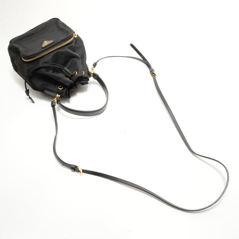 PRADA Duet Re-Nylon Bucket 1BH038 Shoulder Bag black WS29072