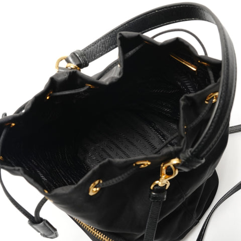PRADA Duet Re-Nylon Bucket 1BH038 Shoulder Bag black WS29072