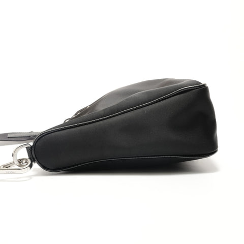 PRADA Triangular Go Plate with Pouch Shoulder Bag black WS29074