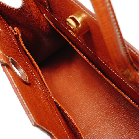 HERMES Darvi GM Chevre □C stamp Tote Bag Brown WS29077