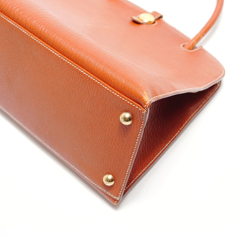 HERMES Darvi GM Chevre □C stamp Tote Bag Brown WS29077