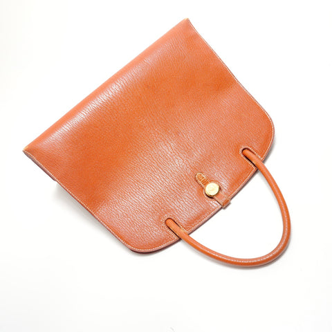 HERMES Darvi GM Chevre □C stamp Tote Bag Brown WS29077