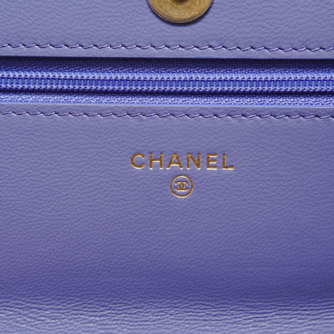 CHANEL 19 马特拉塞 2 向链条钱包单肩包 紫色 WS29080