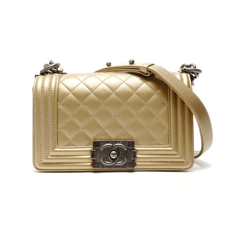 CHANEL Boy Chanel Small Caviar, No. 25 Shoulder Bag gold WS29081