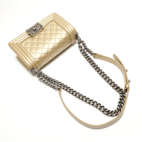CHANEL Boy Chanel Small Caviar, No. 25 Shoulder Bag gold WS29081